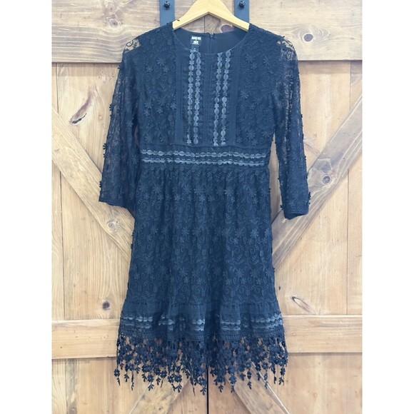 Anna Sui x INC Womens Sz 4 Black Floral Lace Witchy Goth Fairy Dress Whimsigoth - Picture 3 of 5